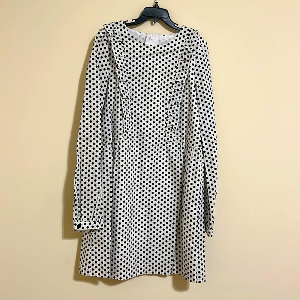 NWT Milly Minis Adeline Dress white with black dots size 14